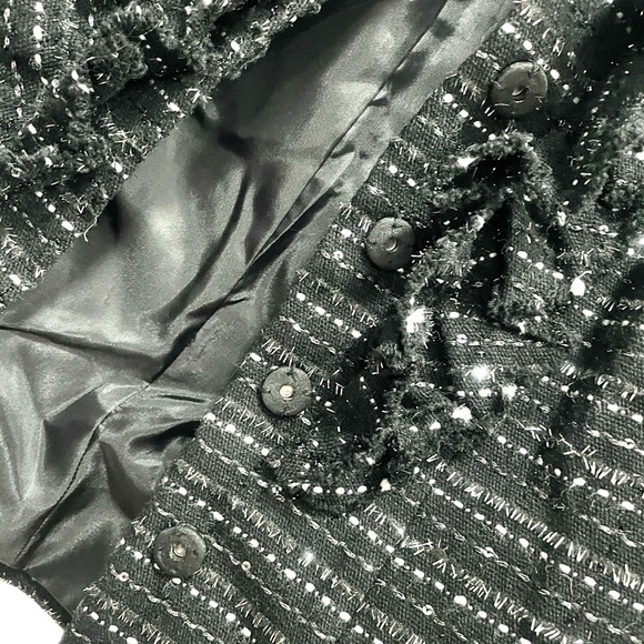 PETER NYGARD Ruffled Tweed Black and Silver Blazer Jacket EUC - Picture 6 of 11